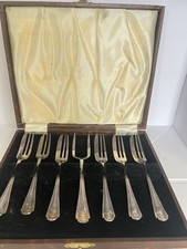 Vintage Elkington Silver Plated Dessert Forks Set of 6 – Boxed EPNS Reg 764160