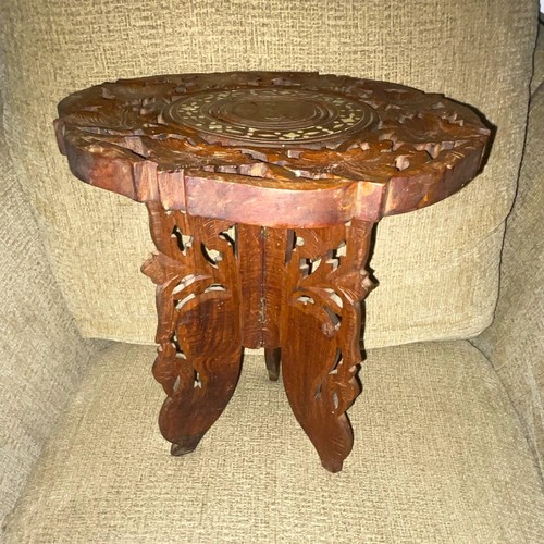 Vintage round folding wooden - folding,