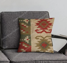 Indian Handmade 18x18" Jute Kilim Cushion Cover For Livingroom Bedroom 18x18inch
