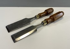 2 VINTAGE WOOD CHISELS : MATHIESON 1 3/4” BEVEL & CHARLES TAYLOR  2” FIRMER