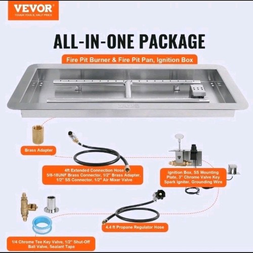 Vevor 24x8 inch drop - drop-in, fire