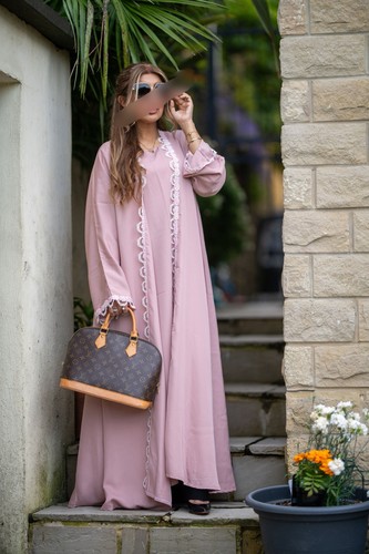 Sultea abaya pink - abaya, lace-