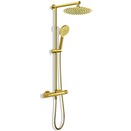 Brushed gold twin shower head - brushed,