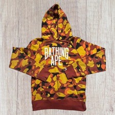 BAPE Hoodie A Bathing Ape Hooded Sweatshirt Camo Spell Out Men's Size Small