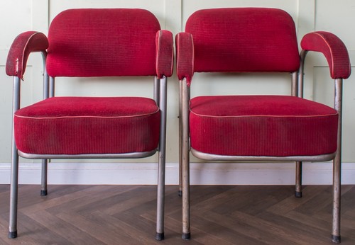 Pair tubular steel - of, chairs