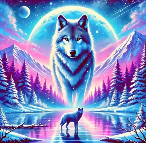 Wolf diamond art - wolf,