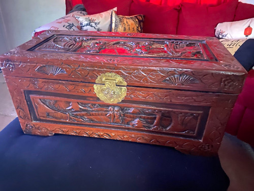 Carved camphor wood - wood, asian