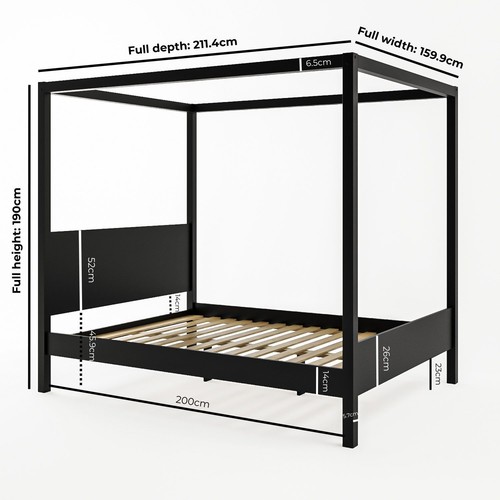 King size four poster bed - size,