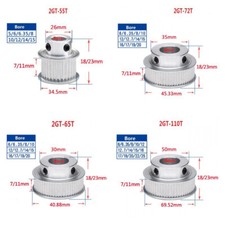 2GT 55T-110T Timing Belt Pulley Pitch 2mm With Step Width 7/11mm for 3D Printer