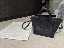 CELINE Black Leather Micro Luggage Bag Silver Hardware Inc Dust Bag