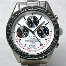 SEIKO ALBA CARIB Watch N944 1992 White Pilot Chronograph Date Dual time Japan
