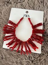 BNWT: STATEMENT CORAL-EFFECT CHUNKY COLLAR NECKLACE from ZARA: RED