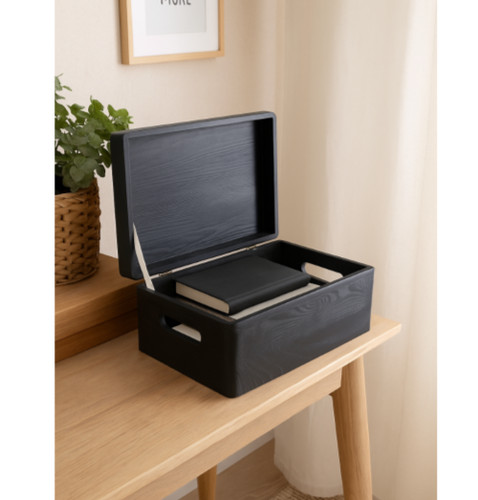 Small wooden black - box, handles