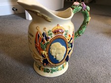 Antique Crown Devon Fieldings Musical (working) Jug - King George VI - 8" Height