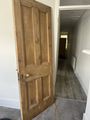 Antique pine door panelled - pine,