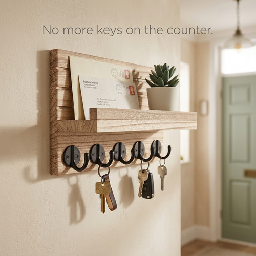 Wooden key and post rack - key,
