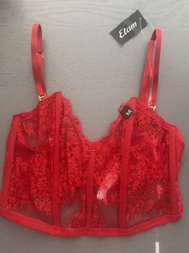 Etam red floral lace bustier - floral,