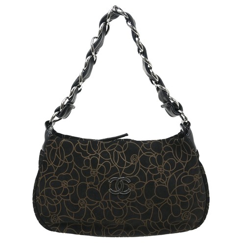 Chanel black suede camellia - suede,