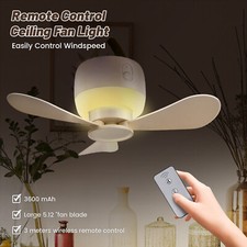 Portable Tent Ceiling Fan For Camping W/ Led Lantern, Remote Control Ultra Quiet