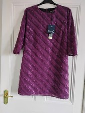 Fee G Salma Fringed Dress in Plum colour. Size 18.  BNWT. Eye-catching design!