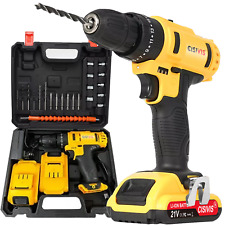 2 Battery Cordless Drill 21V Electric Screwdriver Set Combi Driver High Power UK
