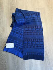 PAUL SMITH Unisex 100% Lambswool Fair Isle Scarf Blue Made In Scotland - BNWT