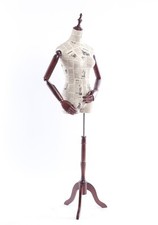 B-6-O Female Tailor's Dummy Wood Arms Hands Adjustable Fabric Covered Torso