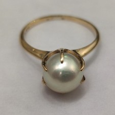 14ct Yellow Gold Ring Mikimoto Pearl Stone 14k Stamped Ring Size K