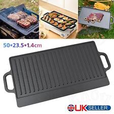 Large Cast Iron Reversible Non Stick Griddle Plate BBQ&Hob Grill Pan Double Side