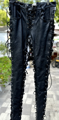 Lace leather pants - up,