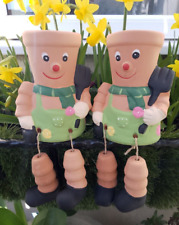 2 x Terracotta Flower Pot Man