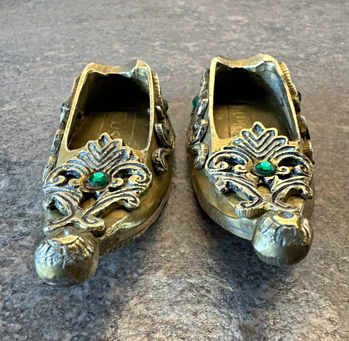 Pair brass miniature shoe - pair,
