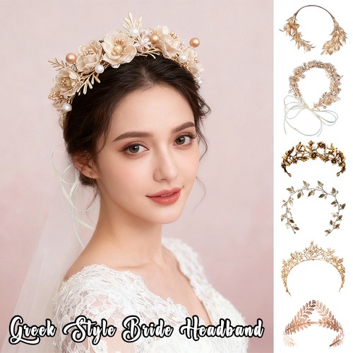 Golden leaf bride headband - golden,