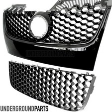 VW GOLF MK5 GTI ALL GLOSS BLACK HONEYCOMB FRONT UPPER TOP & LOWER CENTRE GRILLES