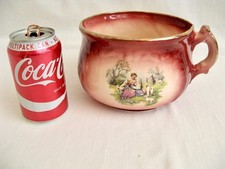Small china chamber pot, potty  Rose and gold   16 cms wide  Staffordshire