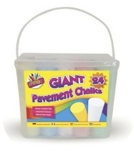 24 Giant Pavement Street Art Chalks Large Mixed Colour Sticks Craft School Play
