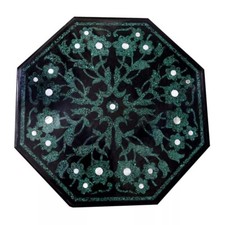 15" Octagon Black Marble Inlay Table Console Bar Marquetry Arts Cafe Furniture