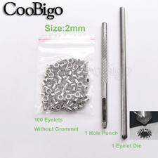 100Sets Metal Eyelet Grommet Punch Installer Tool Set for Belt Clothes Canvas Cu