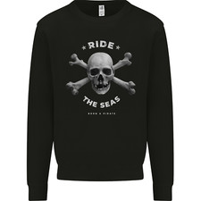Ride the Seas Jolly Roger Skull Pirates Sailing Mens Sweatshirt Jumper
