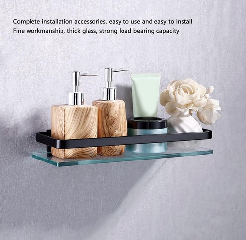 Glass bathroom shelf black - glass,