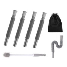 COLLAPSIBLE FLEXIBLE CARAVAN MOTORHOME DRAINAGE WASTE  PIPES X 4 + BRUSH + BAG