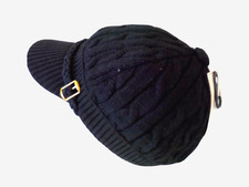 Knitted (BLACK) Newsboy Cab Driver Hat With Side Buckle 