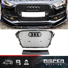 FOR AUDI A4 / S4 B8.5 2012-2016 RS4 STYLE HONEYCOMB GRILL RISPER IN GLOSS BLACK