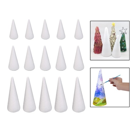15pcs craft foam cones white - foam,