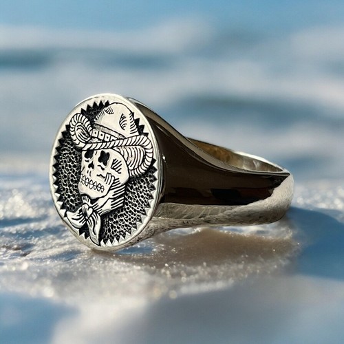 Skull cowboy signet - cowboy, 925