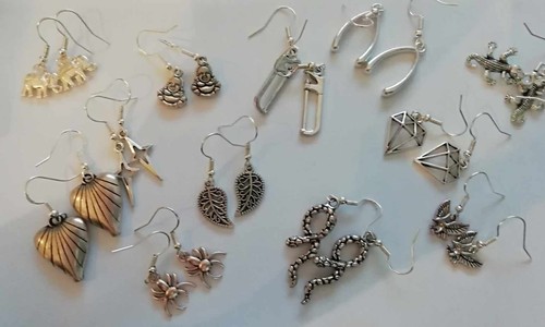 Silvertone earrings pretty - earrings,