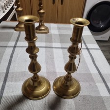 Pair Brass Candlesticks  9.5 inch heavy