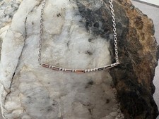 Clogau Welsh Silver & 9ct Rose Gold Cariad Morse Code Necklace 16" Wales