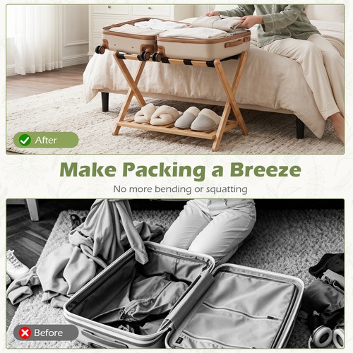 Folding suitcase stand bamboo - suitcase,