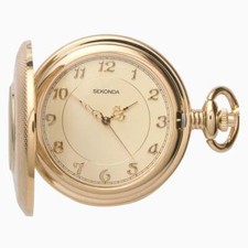 Sekonda Half Hunter Quartz Pocket Watch With Chain 3469